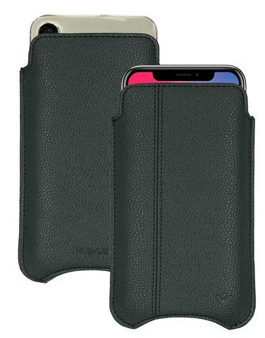 Apple iPhone 15 / 15 Pro Pirate Black Faux Leather Case with NueVue Patented Antimicrobial, Germ Fighting and Screen Cleaning Technology