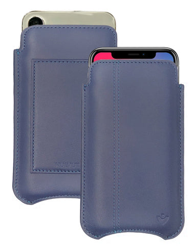Apple iPhone 16 / 16 Pro Blueberry Blue Leather Wallet Case with NueVue Patented Antimicrobial, Germ Fighting and Screen Cleaning Technology