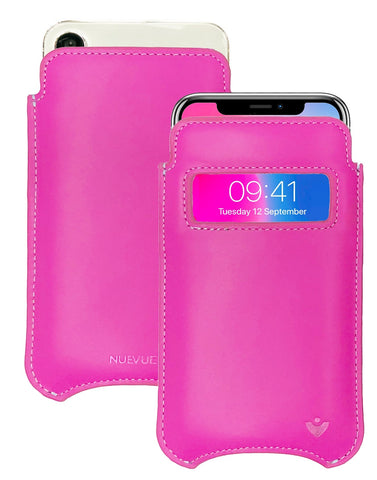 Apple iPhone 15 / 15 Pro Violet Rose Leather Case with NueVue Patented Antimicrobial, Germ Fighting and Screen Cleaning Technology
