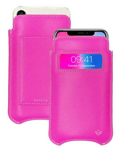 Apple iPhone 16 / 16 Pro Violet Rose Leather Wallet Case with NueVue Patented Antimicrobial, Germ Fighting and Screen Cleaning Technology