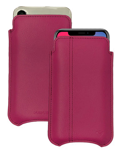Apple iPhone 16 / 16 Pro Samba Red Leather Case with NueVue Patented Antimicrobial, Germ Fighting and Screen Cleaning Technology