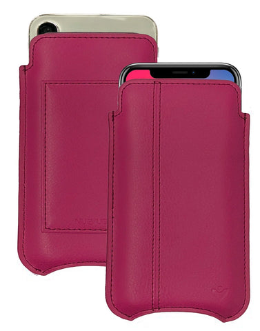 Apple iPhone 15 / 15 Pro Samba Red Leather Wallet Case with NueVue Patented Antimicrobial, Germ Fighting and Screen Cleaning Technology