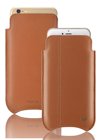 iPhone 8 Plus / 7 Plus Case in Tan Napa Leather | Screen Cleaning Sanitizing Lining.