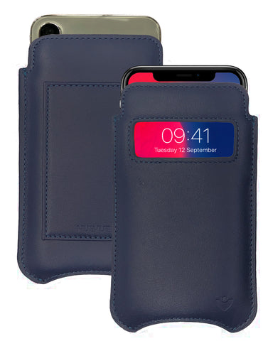 iPhone 12 and iPhone 12 Pro Sleeve Wallet Case | Screen Cleaning and Sanitizing Lining | Genuine USA Cowhide Napa Leather | Smart Window