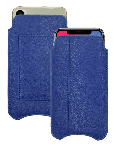 iPhone 14 / iPhone 14 Pro French Blue Faux Leather Wallet Case with NueVue Patented Antimicrobial, Germ Fighting and Screen Cleaning Technology