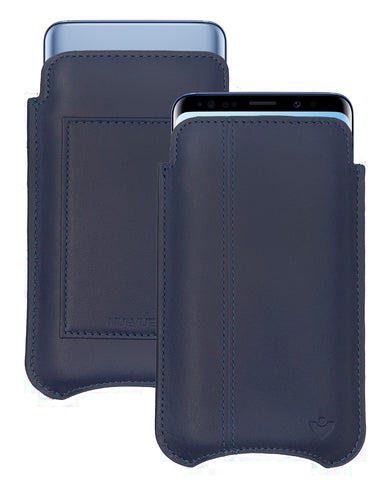 Samsung Galaxy S9 | S8 Wallet Case in Blueberry Blue Leather | NueVue Sanitizing and Screen Cleaning Case