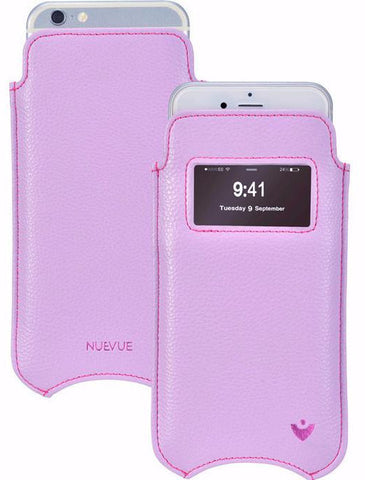 Apple iPhone 12 Pro Max Sleeve Case in Sugar Purple Vegan Leather | Screen Cleaning Sanitizing Lining | smart window