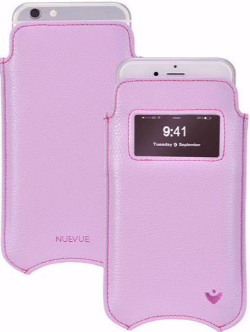 iPhone 8 / 7 Pouch Case in Sugar Purple Vegan Leather | Screen Cleaning Sanitizing Lining | Smart Window.