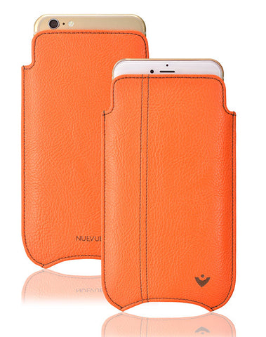 Apple iPhone 6/6s Case | Orange Vegan Leather | Screen Cleaning Sanitizing Lining