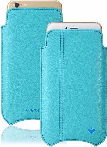 iPhone 8 / 7 Case in Teal Blue Faux Leather | Screen Cleaning Sanitizing Lining.
