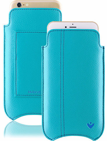 iPhone 8 / 7 Sleeve Wallet Case in Teal Blue Vegan Leather | Screen Cleaning Sanitizing Lining.