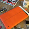 NueVue iPad case orange vegan leather with self cleaning interior