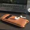NueVue iPhone 8 / 7 case tan leather self cleaning interior