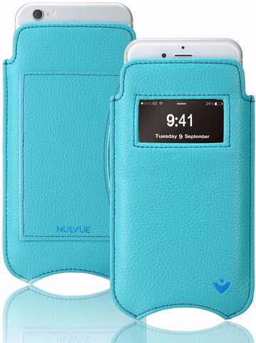 iPhone 8 / 7 Wallet Case | Teal Blue Vegan Leather | Screen Cleaning Sanitizing Lining | smart window