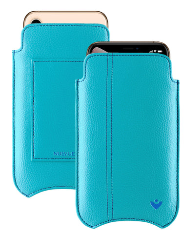 NueVue iPhone 11 & iPhone XR Wallet Case Faux Leather | Teal Blue | Sanitizing Screen Cleaning