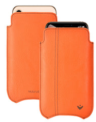 NueVue iPhone 11 Pro Max and iPhone Xs Max Case Faux Leather | Flame Orange | Sanitizing Screen Cleaning Case