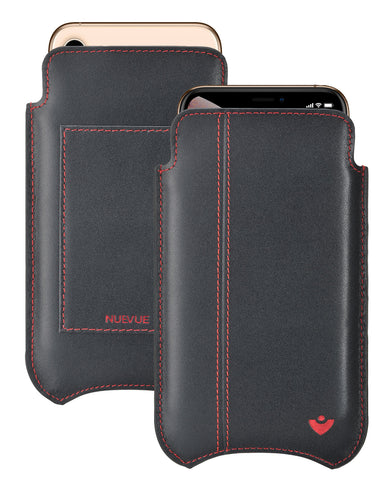 NueVue iPhone 11 Pro Max and iPhone Xs Max Wallet Case Napa Leather | Black | Sanitizing Screen Cleaning Case