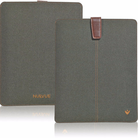 iPad Sleeve Case Green Cotton Twill | Screen Cleaning Sanitizing Microfiber Lining