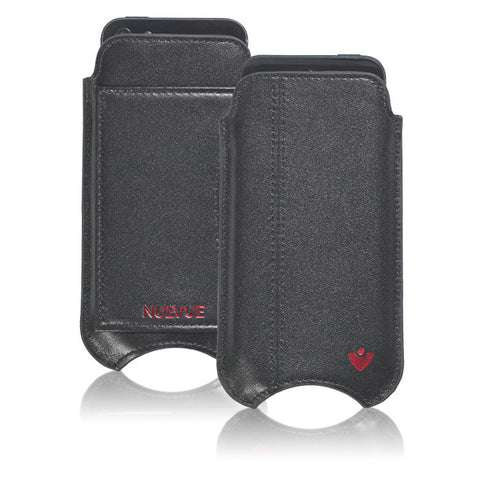 iPhone SE-1st Gen, 5 Pouch Case in Black Leather | Screen Cleaning Sanitizing Lining | wallet