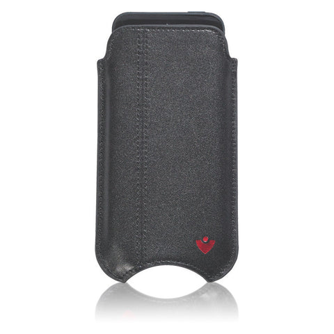 iPhone SE-1st Gen, 5 Sleeve Case in Black Leather | Screen Cleaning Sanitizing Lining
