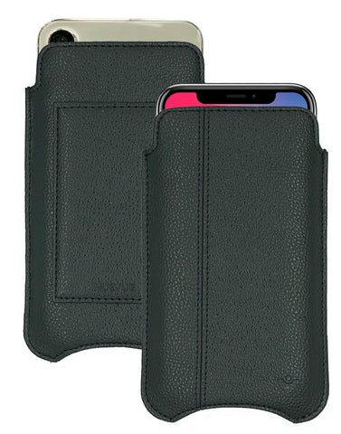 Apple iPhone 15 / 15 Pro Pirate Black Faux Leather Wallet Case with NueVue Patented Antimicrobial, Germ Fighting and Screen Cleaning Technology