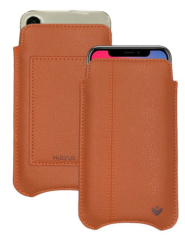 Apple iPhone 15 / 15 Pro Tan Faux Leather Wallet Case with NueVue Patented Antimicrobial, Germ Fighting and Screen Cleaning Technology