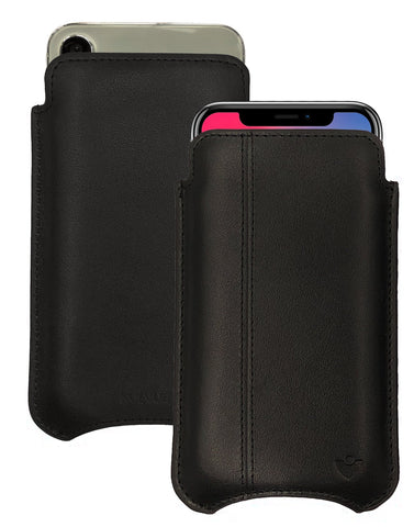 iPhone 15 / 15 Pro Pirate Black Leather Case with NueVue Patented Antimicrobial, Germ Fighting and Screen Cleaning Technology