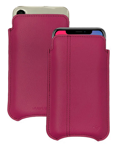 Apple iPhone 15 / 15 Pro Samba Red Leather Case with NueVue Patented Antimicrobial, Germ Fighting and Screen Cleaning Technology