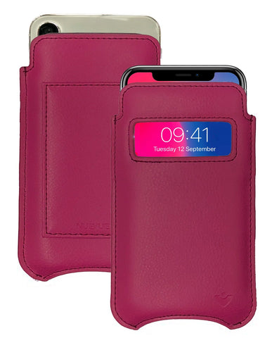 Apple iPhone 15 / 15 Pro Samba Red Leather Wallet Case with NueVue Patented Antimicrobial, Germ Fighting and Screen Cleaning Technology