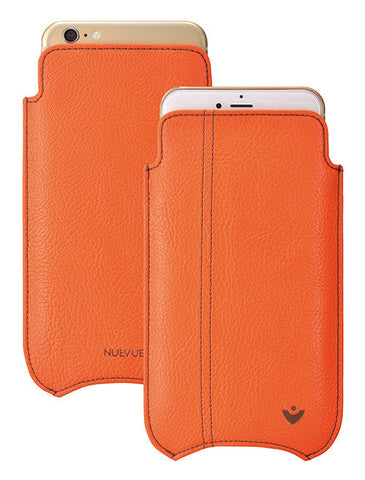 Apple iPhone 15 Pro Max Pouch Case in Kumquat Vegan Leather | Screen Cleaning Sanitizing lining