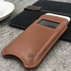 NueVue iPhone 14 Pro Max Case Tan leather self cleaning case