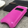 NueVue iPhone 14 Pro Max pink leather self cleaning case