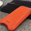 Apple iPhone 15 Pro Max Pouch Case in Kumquat Vegan Leather | Screen Cleaning Sanitizing lining