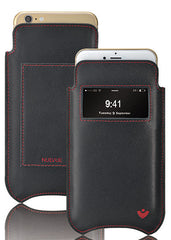 iPhone 8 Plus / 7 Plus Wallet Case in Black Genuine Leather | Screen Cleaning Sanitizing Lining.