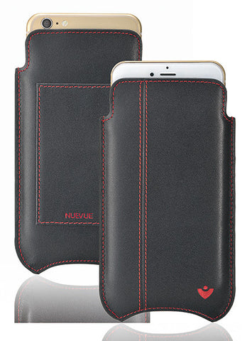 iPhone 6/6s Plus Wallet Case in Black Leather | Screen Cleaning Sanitizing Lining.