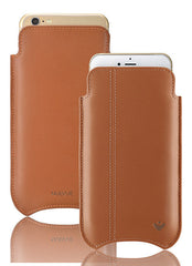 Apple iPhone 13 mini Sleeve Case | Saddle Brown Napa Leather | Sanitizing Screen Cleaning Lining