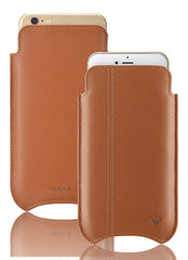 Apple iPhone 12 mini Sleeve Case | Saddle Brown Napa Leather | Sanitizing Screen Cleaning Lining