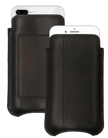 iPhone 8 Plus / 7 Plus Wallet Case in Black Genuine Leather | Screen Cleaning Sanitizing Lining.