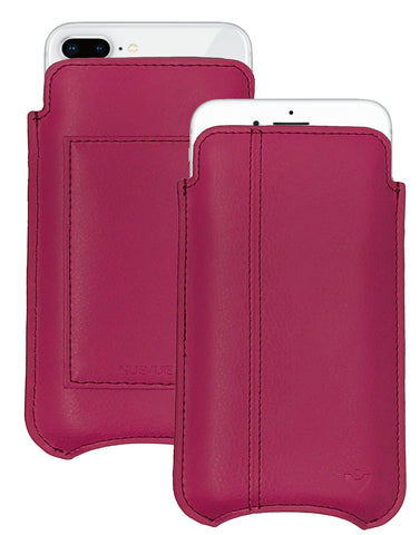 iPhone 8 Plus / 7 Plus Wallet Case in Red Genuine Leather | Screen Cleaning Sanitizing Lining.