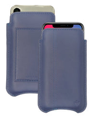 iPhone 14 / 14 Pro Blueberry Blue Leather Wallet Case with NueVue Patented Antimicrobial, Germ Fighting and Screen Cleaning Technology