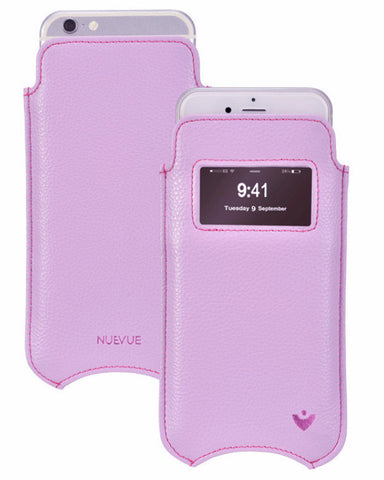 Apple iPhone 12 mini Pouch Case | Purple Vegan Leather | Screen Cleaning Sanitizing Lining | smart window