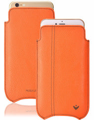 iPhone 8 / 7 Case in Flame Orange Vegan Leather | Screen Cleaning Sanitizing Lining.