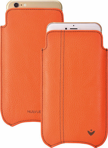 iPhone 8 Plus / 7 Plus Case | Flame Orange Vegan Faux Leather | Screen Cleaning Sanitizing Lining.