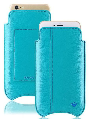 Apple iPhone 14 Pro Max Wallet Case in Teal Blue Vegan Leather | Screen Cleaning Sanitizing Lining