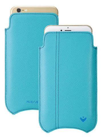 iPhone 8 Plus / 7 Plus Case in Teal Blue Vegan Leather | Screen Cleaning Sanitizing Lining.