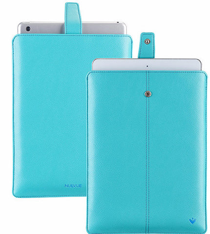 Apple iPad Air / Pro 9.7" (5th Gen) sleeve case in Teal Blue Vegan Leather | Sanitizing Screen Cleaning Lining