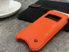 NueVue iPhone 11 Pro Max and iPhone Xs Max Case Faux Leather | Flame Orange | Sanitizing Screen Cleaning Case