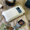 White Napa Leather cover for Apple iPhone 6/6s 'Screen Cleaning' luxury pouch case, with protective antimicrobial lining and smart window