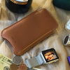 iPhone SE-1st Gen, 5 Pouch Sleeve Case in Tan Leather | Screen Cleaning Sanitizing Lining.