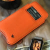 NueVue iPhone 11 and iPhone XR Case Faux Leather | Flame Orange | Sanitizing Screen Cleaning Case